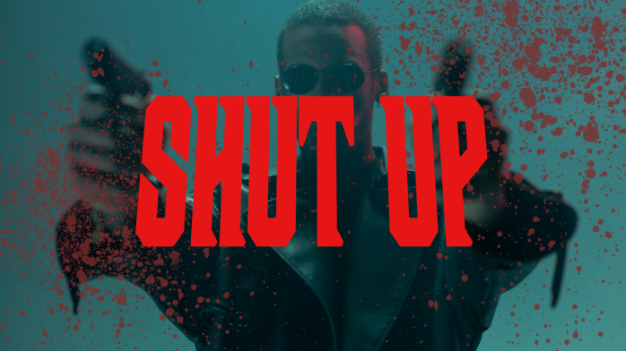 Blood splatter effect title card in Invincible style with dramatic red effects