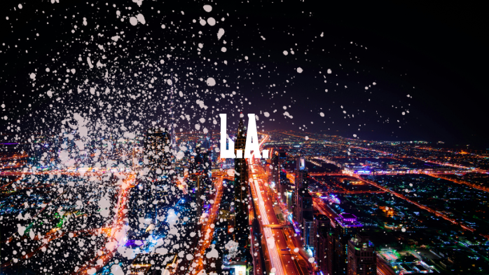 Urban night scene title card with neon effects and city atmosphere